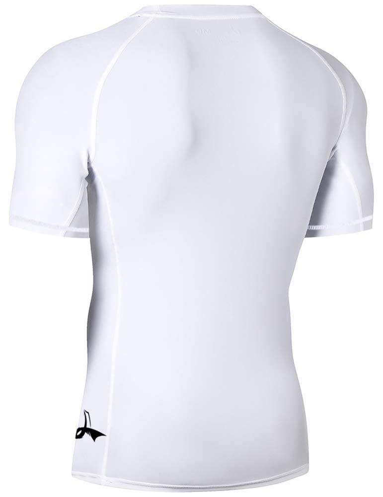 LAFROI Men's Short Sleeve UPF 50+ Baselayer Compression Rash Guard (Sym White, SM) - Image 4